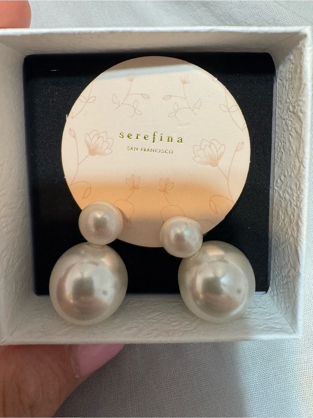 Serefina Pearl Double-Ball Drop Earrings - Cream